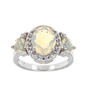 NIB - JTV White Ethiopian Opal Rhodium Over Sterling Silver Ring 1.60ctw -10